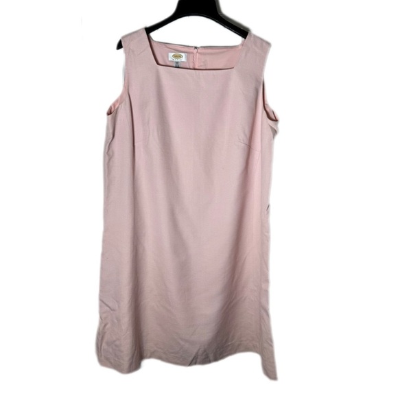 Talbots Pink Sheath Midi Dress Sleeveless Square Neck - Picture 2 of 7